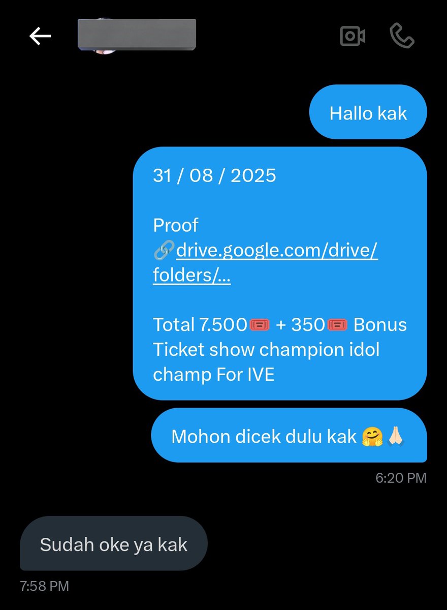 31 / 08 / 2025
Sold Idol Champ Total 7.500🎫 + 350🎫 Bonus Ticket Show Champion For #IVE purchase by @/ANON, tysm for buying here🫶❤️.

AVAILABLE ‼️
🛒 450K Tix 🎫
➡️ 380🎫 - 415🎫 = $1 / 16K

Disc for bulk buy‼️

cek #PROOFKPOPSTOREVOTES &amp; Pinned for see Testi 😊
✉️DM to buy✉️