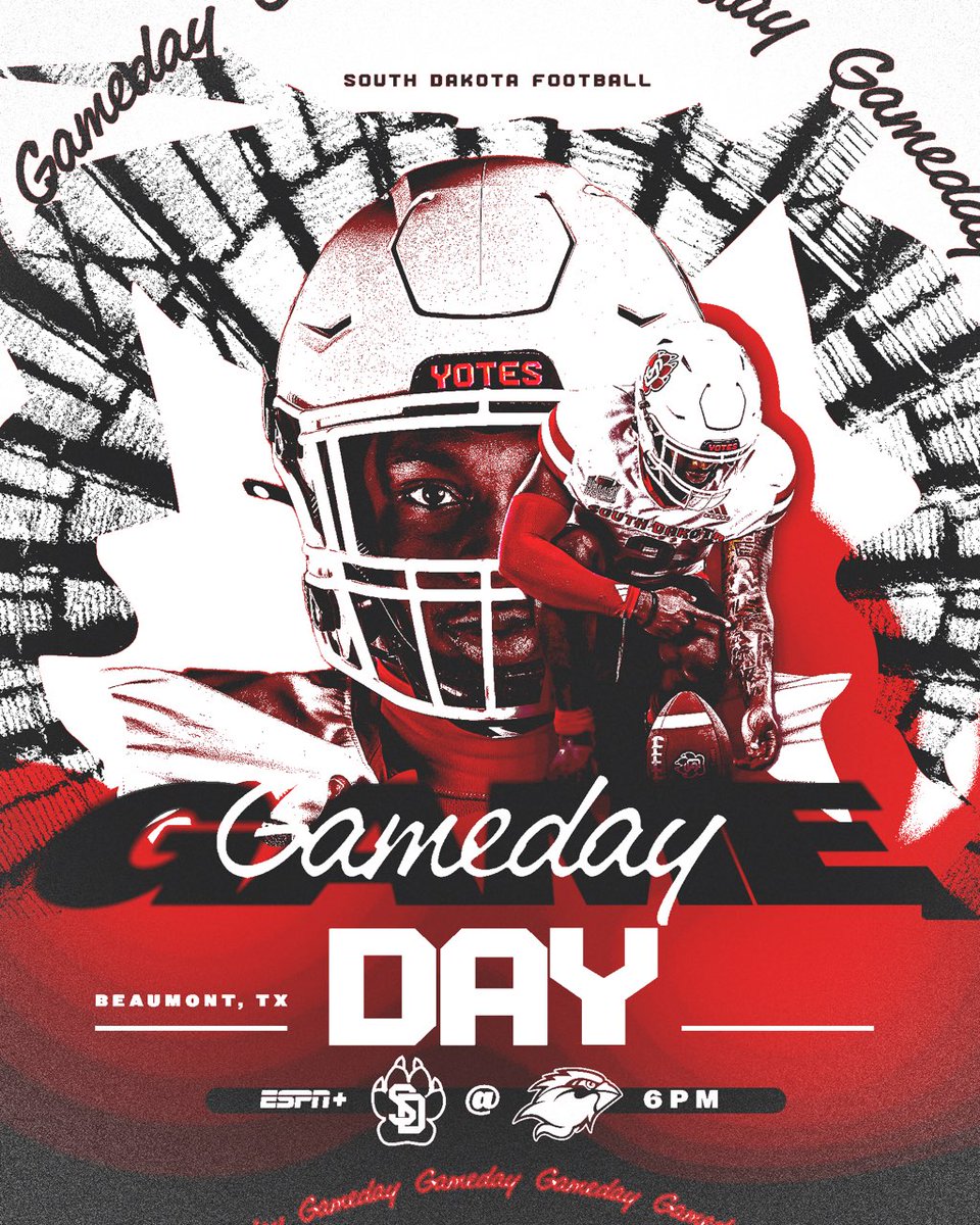 🗣️ GAME DAY in the Lone Star state!

🆚 » at Lamar
📍 » Beaumont, Texas
⏰ » 6:00 PM
📺 » ESPN+
📊 » yote.us/stats  
📻 » yote.us/listen

#GoYotes x #WeAreSouthDakota