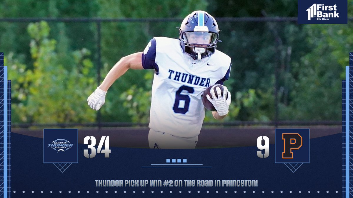 🎯 Thunder strike again! Final score from Princeton: Zimmerman 34, Tigers 9. Another big road victory in the books for the Thunder! 🏈