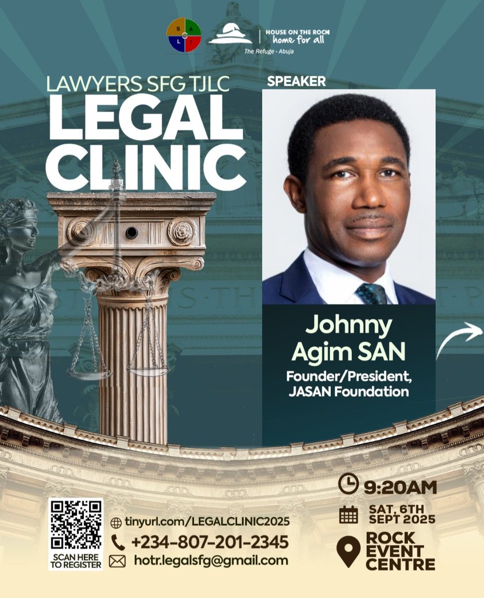 FundElg's tweet photo. 📣📣📣📣📣📣📣📣📣📣
IT  IS TODAY❗

*HOTR LAWYERS SFG INAUGURAL LEGAL CLINIC &amp; NETWORKING BREAKFAST*

TODAY, Saturday, 6th September 2025
Time: 9:20am
Venue: HOTR–The Refuge Main Church Auditorium. https://t.co/CGDlpH0KYC  ⚠️
Lawyers’ SFG
hotr.legalsfg@gmail.com 
+2348072012345 https://t.co/wh9NmomR4o