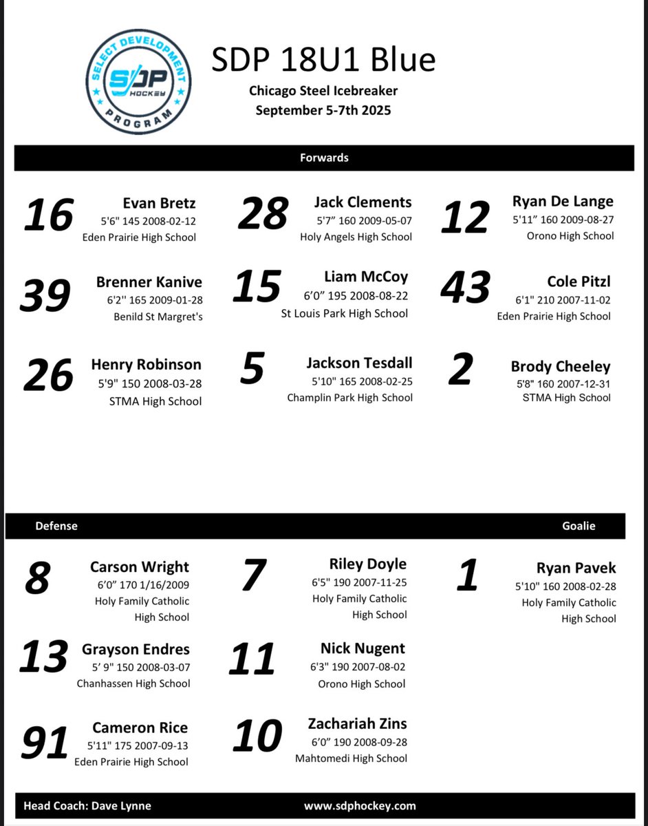 Good Luck to these boys playing in Chicago this weekend!