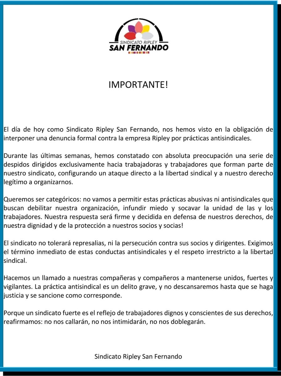 Sindicato Autonomo de Trabajadores Ripley (@autonomoripley) on Twitter photo 