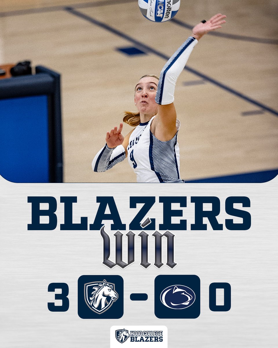 BLAZERS WIN!!

@hoodcollege_wvb takes down Penn State Mont Alto via the sweep for the first clean slate of the season. 

🔥🏐🔥🏐🔥

#WeOverMe #BringYourBest #MACvolleyball #d3wvb