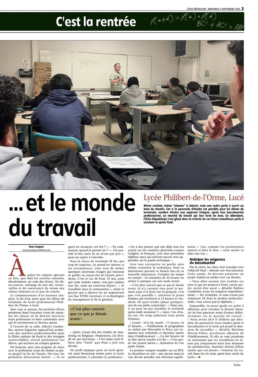 C est la rentrée à Philibert de l Orme