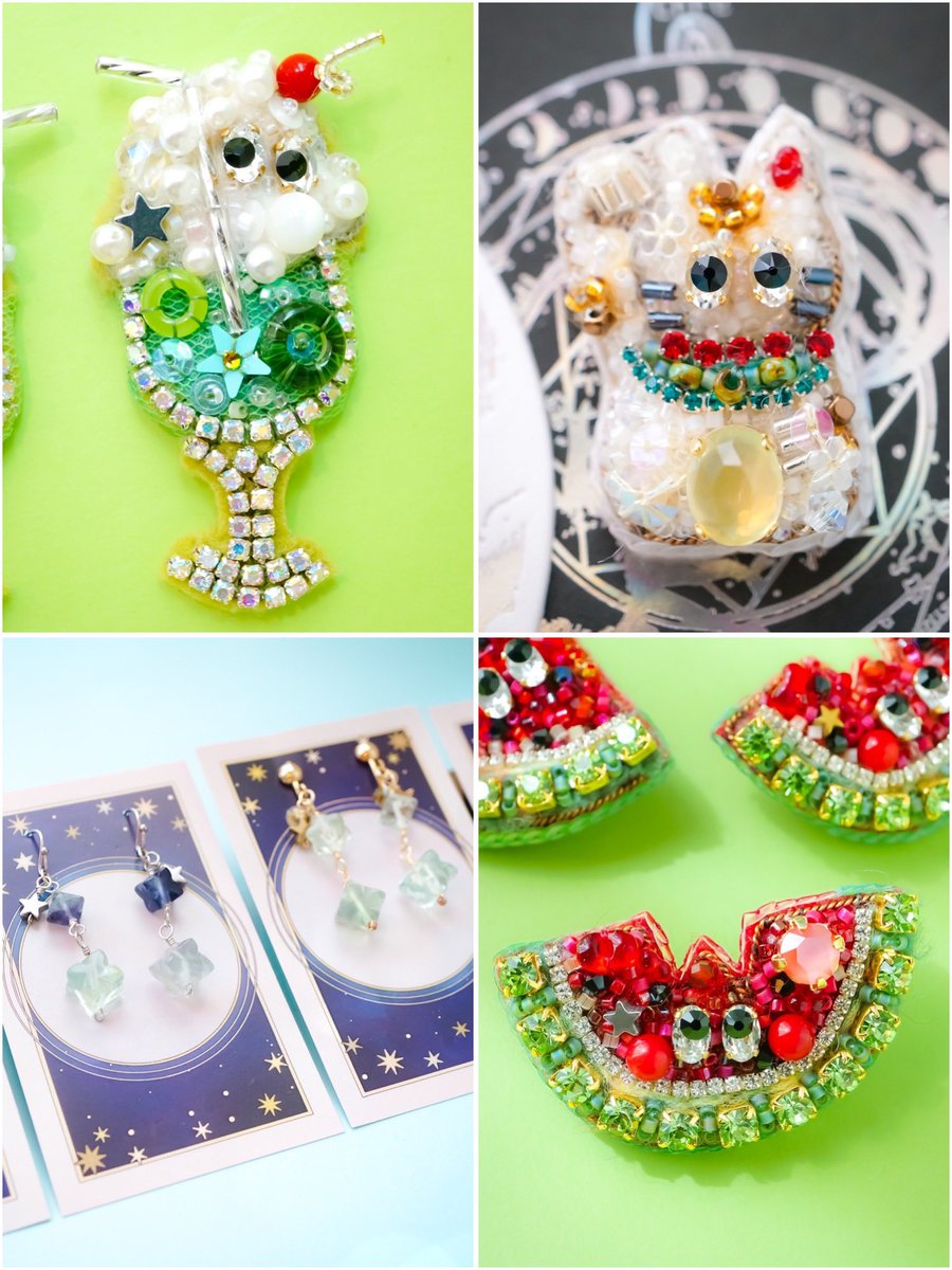 9月末まで、
東京･三軒茶屋駅から徒歩約3分、
LUPOPO様(<a href="/Lupopo_cafe/">*LUPOPO cafe&gallery* 三軒茶屋の糖質オフのケーキ専門カフェとハンドメイドのお店</a> )に委託中です✨

店頭価格は、
ブローチ作品は、7000円(税込)、
ピアス&amp;イヤリングは、1750円(税込)です。

大切なご自身に、大切な誰かに、
大切に作られた ハンドメイド作品は如何でしょうか🍀

#LUPOPO作家