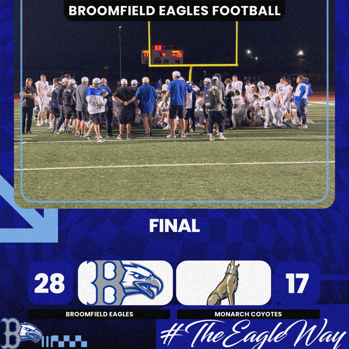 Broomfield Athletics (@eagle_athletics) on Twitter photo Broomfield Football gets the win 28-17 over a gritty Monarch team! Great job, fellas! #TheEagleWay @BVSDColorado <a href="/BoCoPreps/">BoCoPreps</a> @chsaa <a href="/coloradopreps/">Colorado Preps</a> <a href="/crazysportgirl1/">Alissa Noe</a> Broomfield Football gets the win 28-17 over a gritty Monarch team! Great job, fellas! #TheEagleWay @BVSDColorado <a href="/BoCoPreps/">BoCoPreps</a> @chsaa <a href="/coloradopreps/">Colorado Preps</a> <a href="/crazysportgirl1/">Alissa Noe</a>