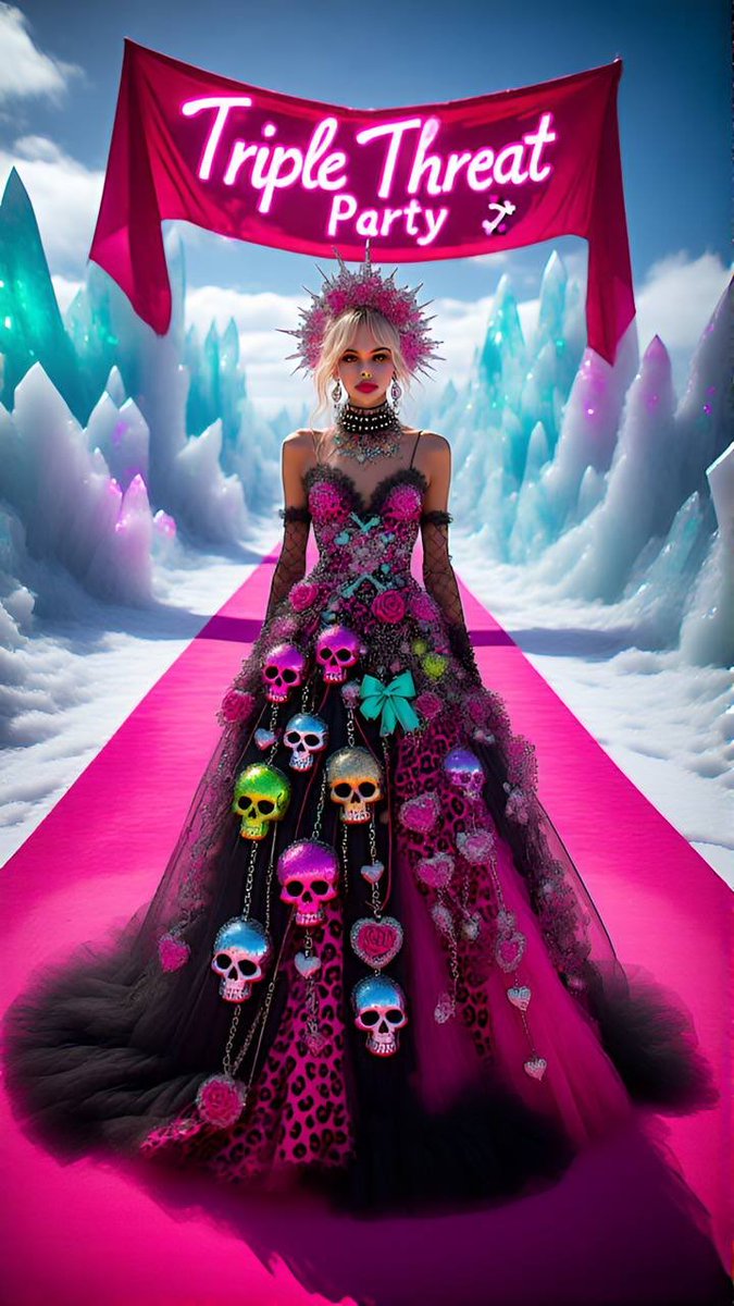 Get your Art Party Couture Gown
<a href="/NmwmultimediaAi/">DigitalPriestessAI</a>  prompt share 

Lets all get dressed up for the Triple Threat Art Party 

🚨Triple Threat Community Art Party🚨
Join Gigi &amp; Guru from <a href="/mirrorizeai/">Mirrorize AI</a> joining forces with the talents of #cavasreimagined #dreamersdomain #CR4Art 
Open to