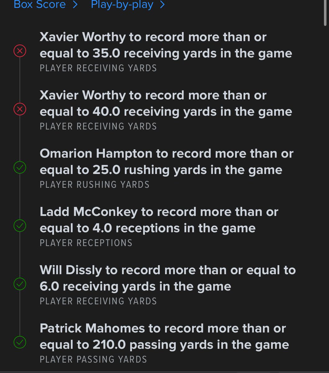 HodgeyBets's tweet photo. @FDSportsbook @FanDuel_Support 

Hey why isn’t my Xavier Worthy Leg Voided ?!?!
Didn’t mean to put him down for 2 legs lol.

But what the fuck fanduel ???! https://t.co/dDDiNrdFFm