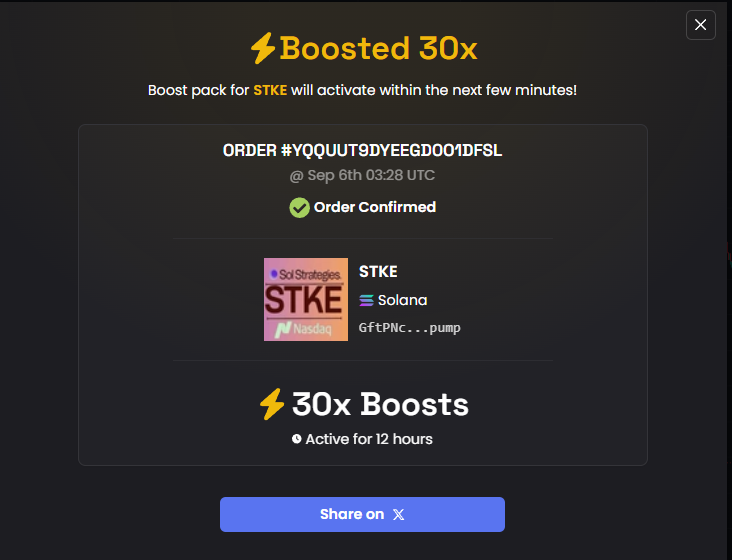 onchainh's tweet photo. Dex Updated again

More Boosts purchased

9/9

$STKE https://t.co/Vxbh9xlwT0