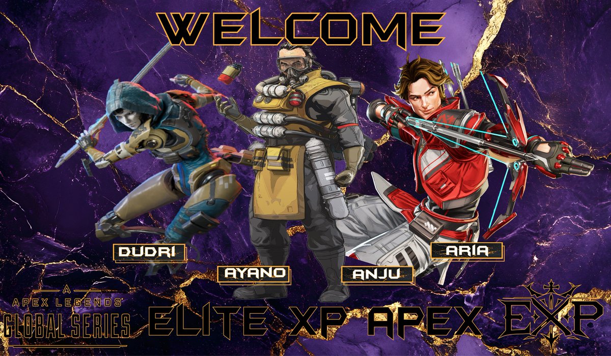 PLEASE WELCOME THE EXP APEX TEAM!!

🔶<a href="/AyanowoT/">A Y A N O 🍣 ⛩️</a> 
🔶<a href="/dudriduo/">Dudri 💀</a>
🔶<a href="/anjuu_o/">Anju🦋💫</a>
🔶<a href="/arianeru_/">aria</a>

Wish them luck today as they take on The APAC-S Challenger Circuit!