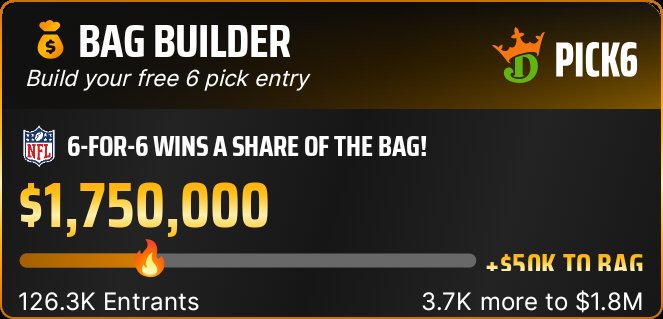 MoneyGetter4u's tweet photo. I just entered the Pick6 Bag Builder! Opt-in and enter for your free shot to split the $1,750,000 bag! https://t.co/veXt57CVBS https://t.co/y8A2ELOfBd