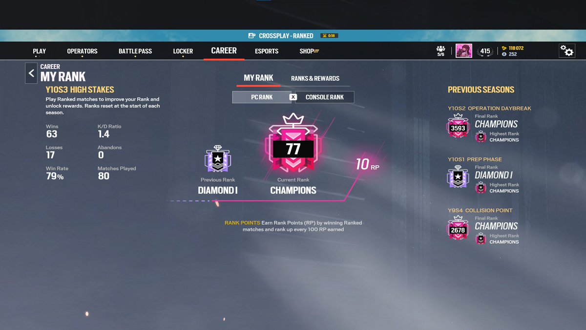 W stats a little too many losses but i was on 1hp :(