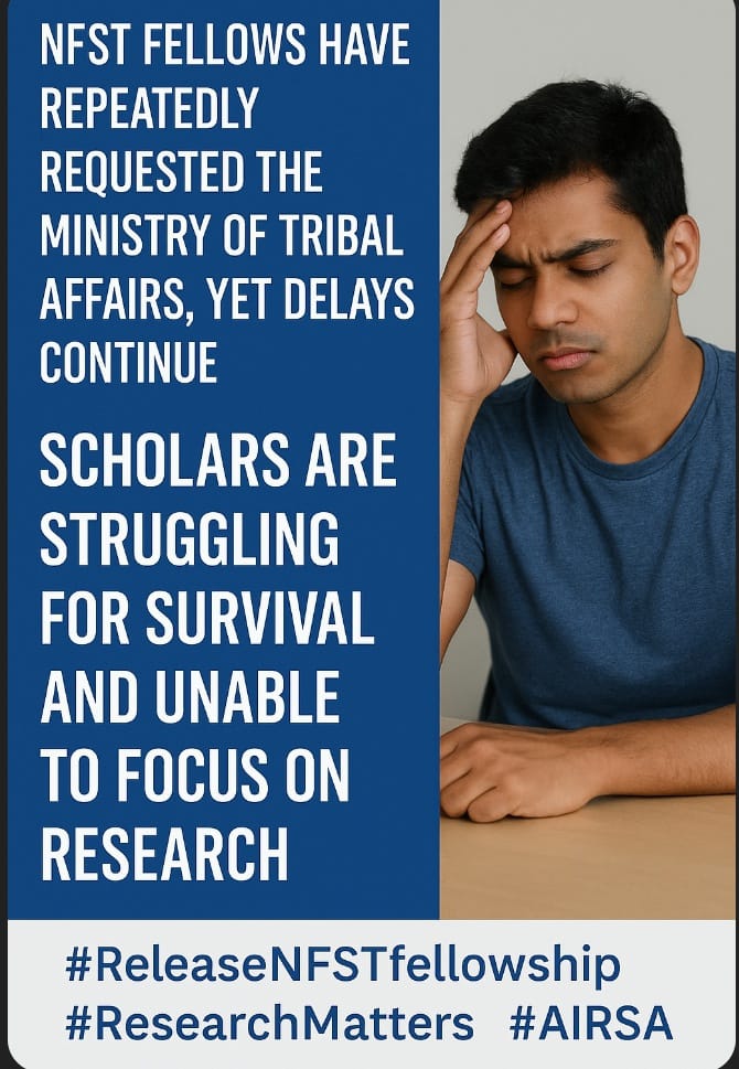 #ReleaseNFSTfellowship
NFST fellows have repeatedly requested the Ministry of Tribal Affairs, yet delays continue. Scholars are struggling for survival and unable to focus on research <a href="/TribalAffairsIn/">Ministry of Tribal Affairs, Govt. of India</a>  <a href="/jualoram/">Jual Oram</a> <a href="/the_hindu/">The Hindu</a> <a href="/TheLallantop/">The Lallantop</a> <a href="/thewire_in/">The Wire</a> <a href="/timesofindia/">The Times Of India</a> <a href="/IndiaToday/">IndiaToday</a>