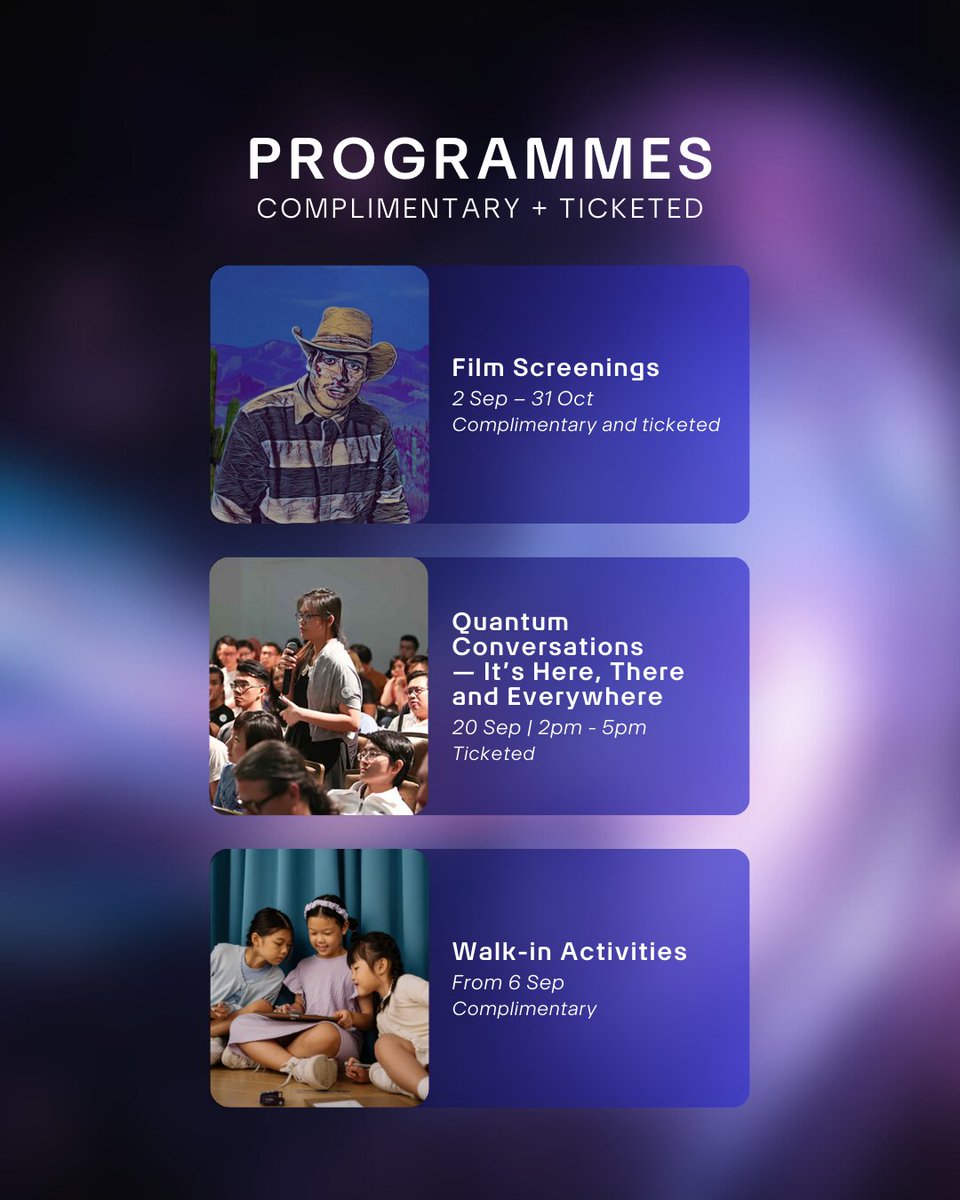 ArtSciMuseum's tweet image. Get ready to delve deeper into the realms of physics, quantum research and technology at #IntheEtherASM, running from 6 Sep to 31 Oct 2025. 

More details: mbssg.com/ite-x

#QuantumScience #QuantumTechnology #ArtScienceMuseum