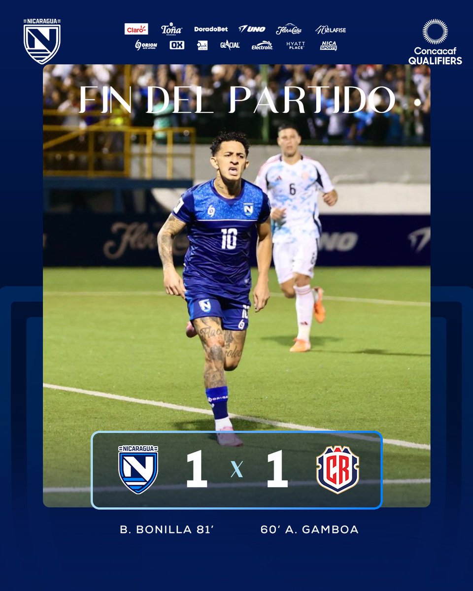 ⏰ 𝗙𝗜𝗡 𝗗𝗘𝗟 𝗣𝗔𝗥𝗧𝗜𝗗𝗢 | Nicaragua VS Costa Rica | Eliminatorias Mundialistas

🇳🇮 1️⃣🆚1️⃣ 🇨🇷 

Igualamos en el marcador con 10 hombres, seguimos firmes en las Eliminatorias. 🏆