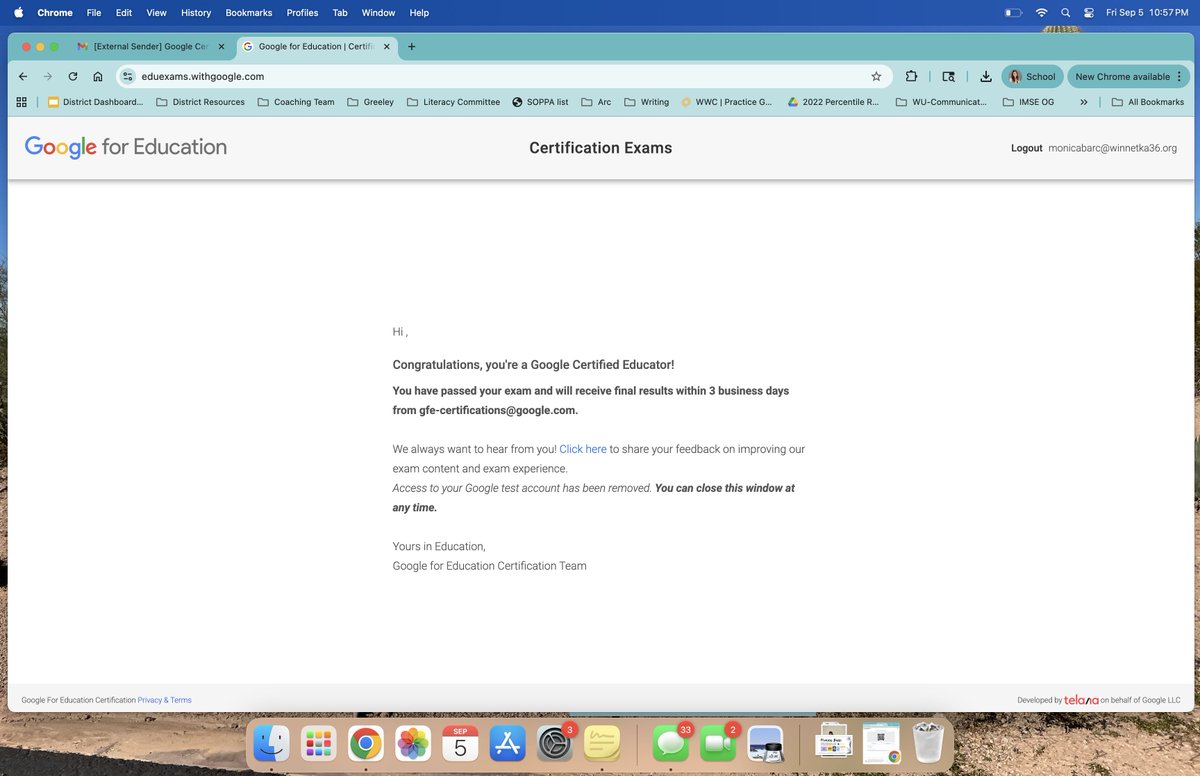 Level 1 Google Educator! It's been on my to do list for years, but tonight, I finally took the test. <a href="/winnetka36/">Winnetka 36</a> <a href="/GoogleForEdu/">Google for Education</a> #NewEmailSignature
