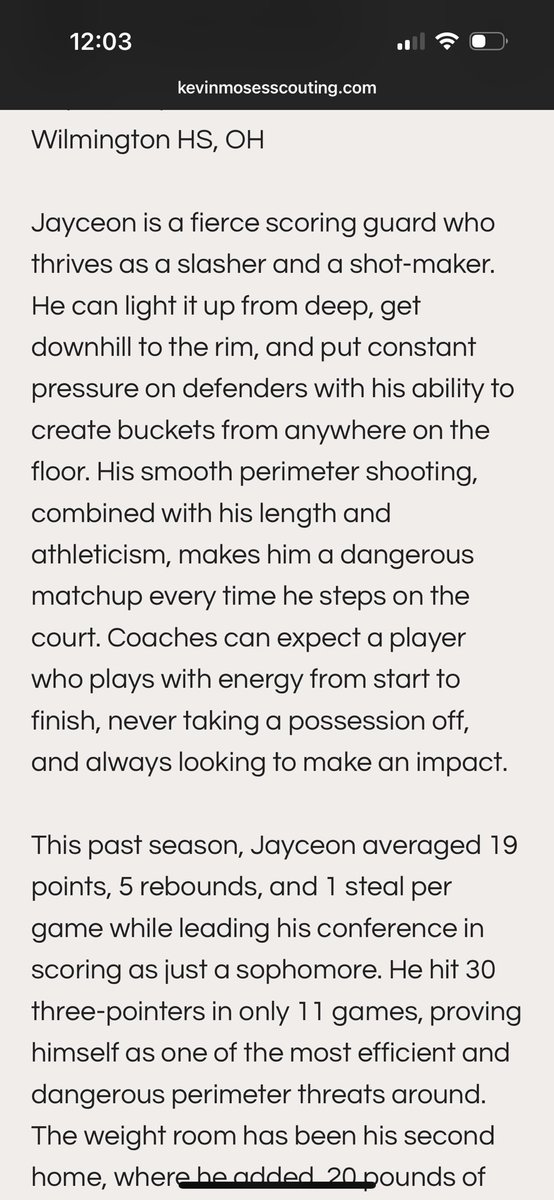 Thank you <a href="/KevinMoses38/">Kevin Moses LLC</a> for making an article about me! The link is below to read more! 
Explosive Scoring Guard with Two-Way Impact"kevinmosesscouting.com/post/explosive…
<a href="/_MikeRoth/">Michael Roth</a> <a href="/Kevin_Scuilli/">Kevin Scuilli</a> <a href="/mohoharoon/">Mo Haroon</a>