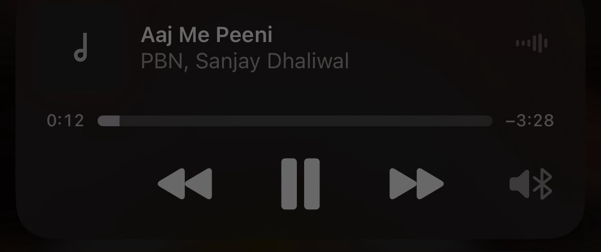 PBN과 Sanjay Dhaliwal의 'Aaj Me Peeni'를 재생 중인 음악 플레이어 스크린샷