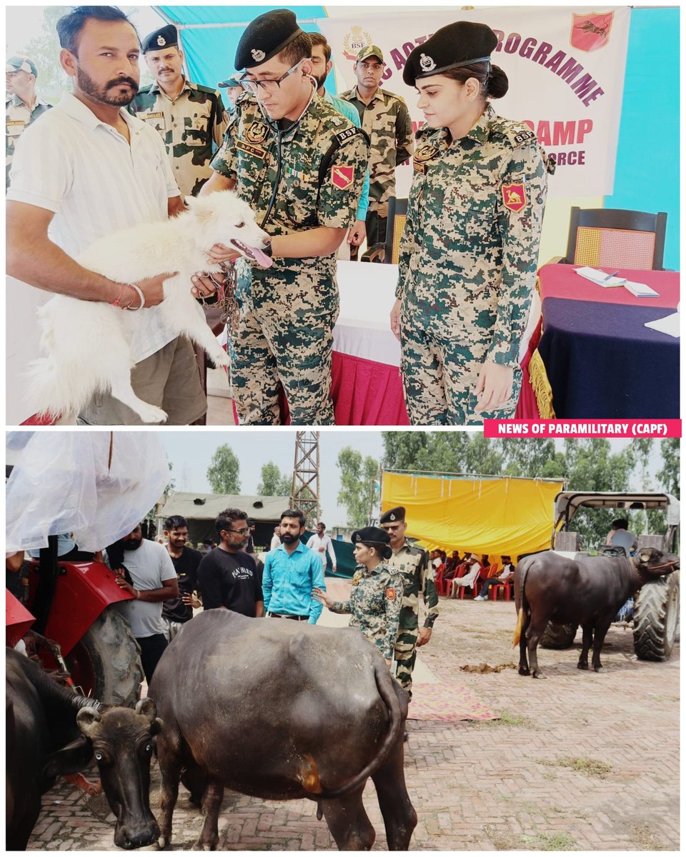 पंजाब के बाढ़ प्रभावित सीमावर्ती इलाकों में BSF ने इंसानियत की मिसाल पेश की है। 

BSF ने फिरोजपुर के हजारा सिंह वाला और अमृतसर के लोधी गुजर गांव में विशेष पशु चिकित्सा शिविर लगाए, जहां बीएसएफ के डॉक्टरों और स्टाफ ने पशुओं का इलाज और देखभाल की। 

अमृतसर में टीम घर-घर जाकर बीमार