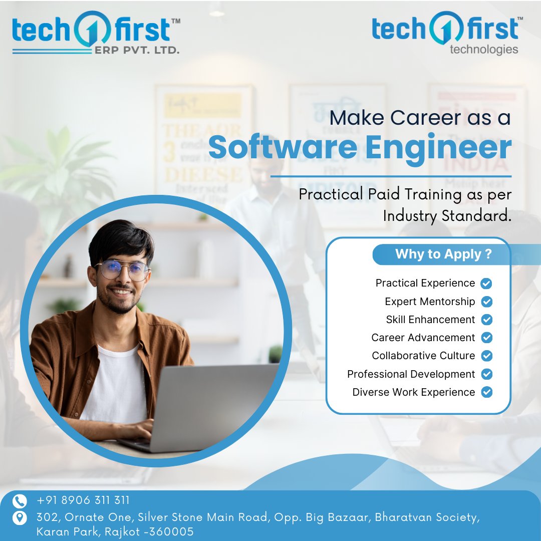 TechfirstT's tweet image. ERP & Software Development Paid Training
Techfirst Technology is hiring for the position of Software Development & ERP Intern!
Positions: ERP Development - 3
Software Analyst - 2
Mobile app Development - 2