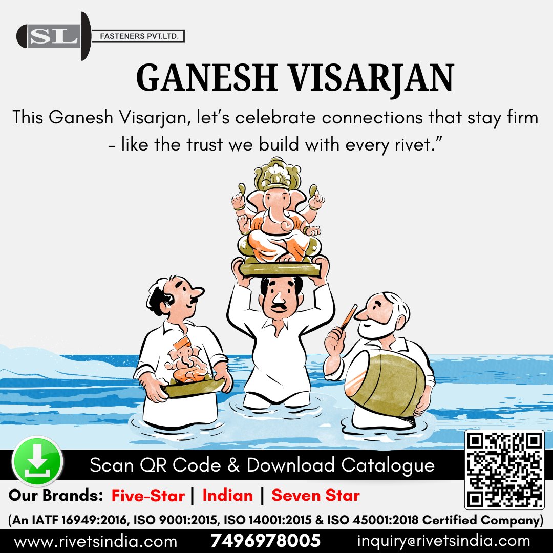 Slfasteners321's tweet image. “As Lord Ganesha departs, may He leave behind blessings of strength, unity, and durability – the essence of our rivets.”
.
Happy Ganesh Visarjan..
.
#blindrivettool #blindrivets #riveting #slfasteners #GaneshVisarjan #ganeshvisarjan2025 #bappavisarjan #bappamorya #bappa