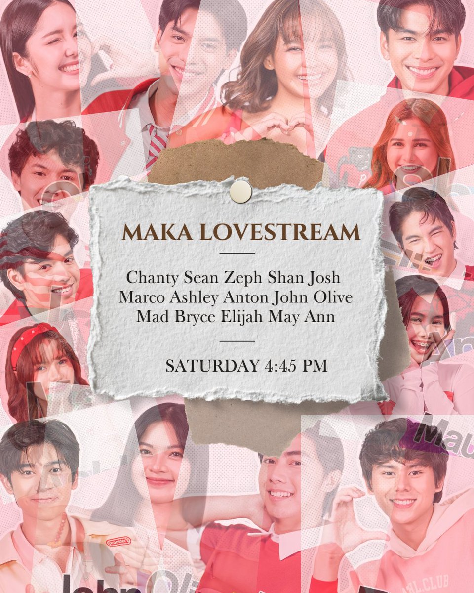 ChantyyPH's tweet image. [TAG PARTY ALERT]

Ihanda ang inyong mga sarili.maghahatid ng saya, kilig, at inspirasyong tiyak na tatatak sa bawat puso ng manonood! MAKA Lovestream | Every Saturday | 4:45 PM on GMA 7

Here are the tags and Hashtag for today:

#makaLOVESTREAM

#Chanty #LovestreamManifestation