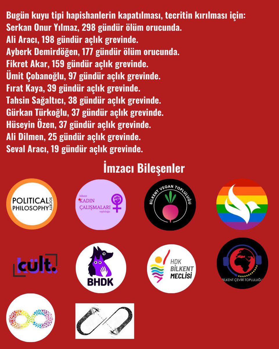 bilkentpps's tweet photo. Serkan Onur Yılmaz yalnız değildir, talepleri derhal karşılansın, kuyu tipi hapishaneler kapatılsın! https://t.co/UrMfvYM5Cx