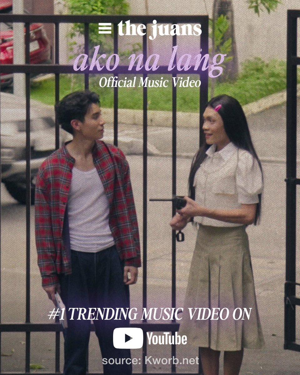 #1 Trending ang 𝘼𝙠𝙤 𝙉𝙖 𝙇𝙖𝙣𝙜 MV for 3 consecutive days on Youtube!

Dahil ‘yan sa sanib-pwersang pagmamahal ng Famahal at Juanistas! 🔥 Dabest kayo! 

Para sa mga 'di pa nakakapanood, watch here:
🔗 bit.ly/tjakonalangmv

#TheJuansXBRESNYR #TheJuansAkoNaLangMV