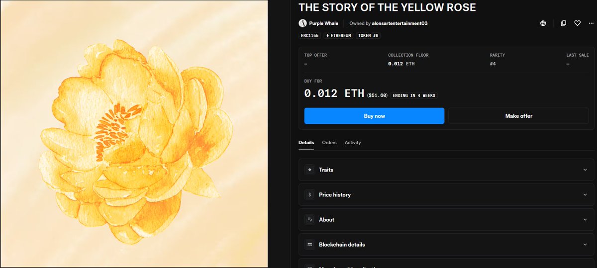 alonsart's tweet photo. 🌼 "THE STORY OF THE YELLOW ROSE"
A heartfelt digital artwork now available as an NFT on OpenSea for just 0.012 ETH.
Own this unique piece before it's gone! 💛
🔗 Grab it here: [insert OpenSea link]
#NFT #OpenSea #NFTArt #CryptoArt #DigitalArt #Ethereum #YellowRose https://t.co/6pxluvKlqq
