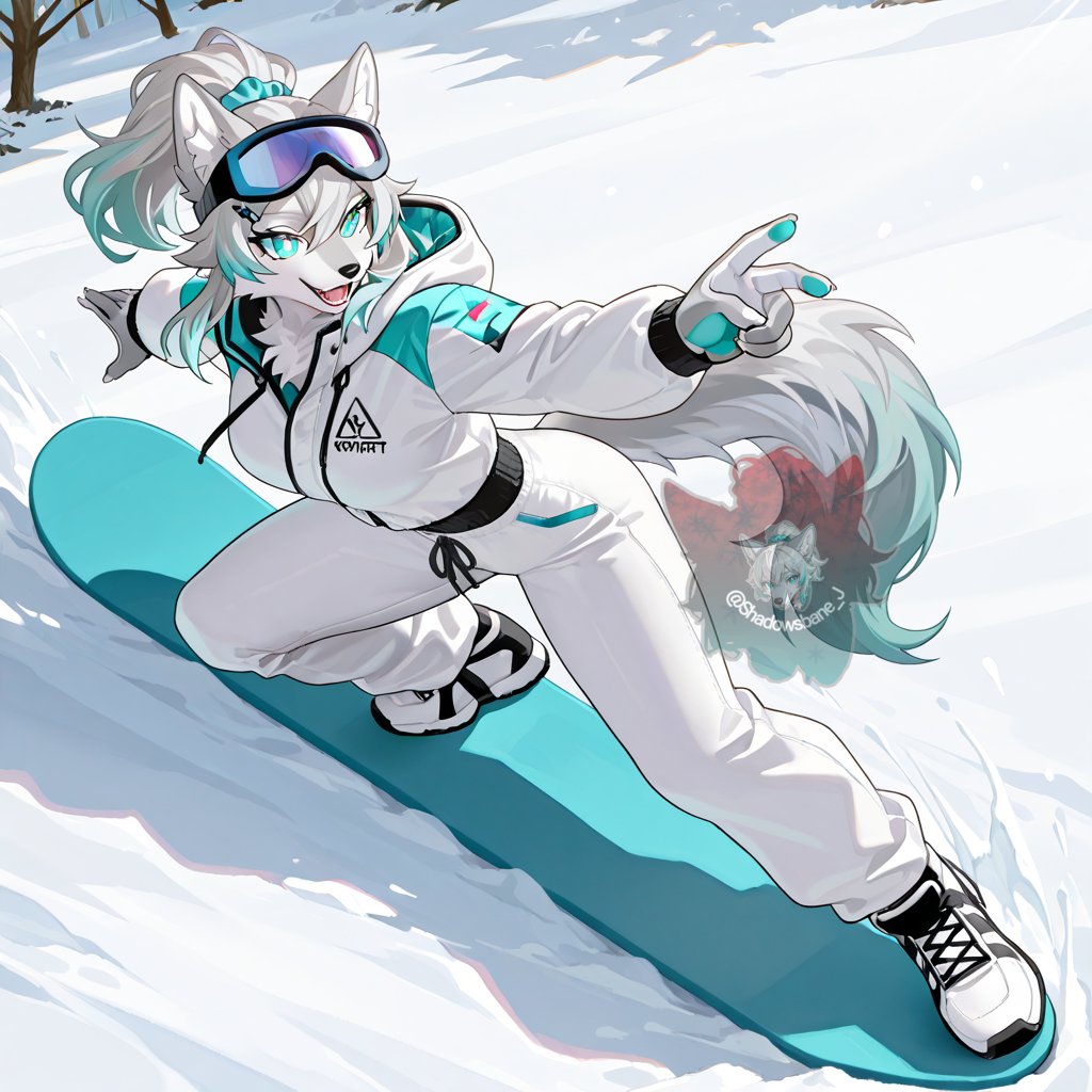 #AIsnowboardingchallenge from <a href="/ZackAiCreates/">Zack 🔞</a> 
3.2K milestone hit already? Wowza!! You're building a fame
For this challenge, Jill is now the one presents.
#AIart #OCJill