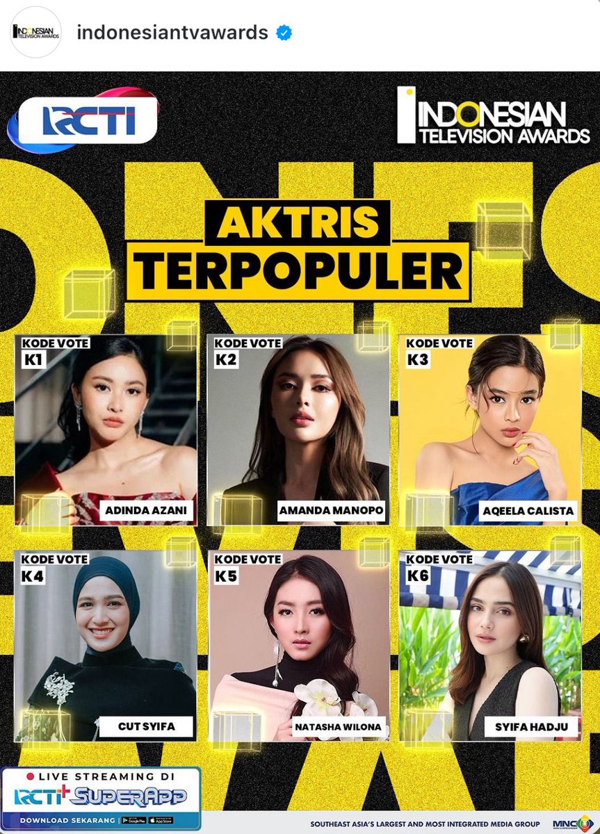 ARYA AZA SAFE | ON 💌 (@aryaazabase) on Twitter photo 🏆 VOTE FOR MOQEEL at Indonesia Television Awards 2025 ( <a href="/ITAwards_ID/">IndonesianTVAwards</a> Instagram Account ) 🏆
1 Comment = 1 Vote.
Categories:
🎖️C1 Asmara Gen Z ‘Program Non Prime Time Drama Terpopuler’ - instagram.com/p/DOQW8FGEVm3/…
🎖️J1 Arya Mohan ‘Aktor Terpopuler’ - instagram.com/p/DOQX48MEQTH/… 🏆 VOTE FOR MOQEEL at Indonesia Television Awards 2025 ( <a href="/ITAwards_ID/">IndonesianTVAwards</a> Instagram Account ) 🏆
1 Comment = 1 Vote.
Categories:
🎖️C1 Asmara Gen Z ‘Program Non Prime Time Drama Terpopuler’ - instagram.com/p/DOQW8FGEVm3/…
🎖️J1 Arya Mohan ‘Aktor Terpopuler’ - instagram.com/p/DOQX48MEQTH/…