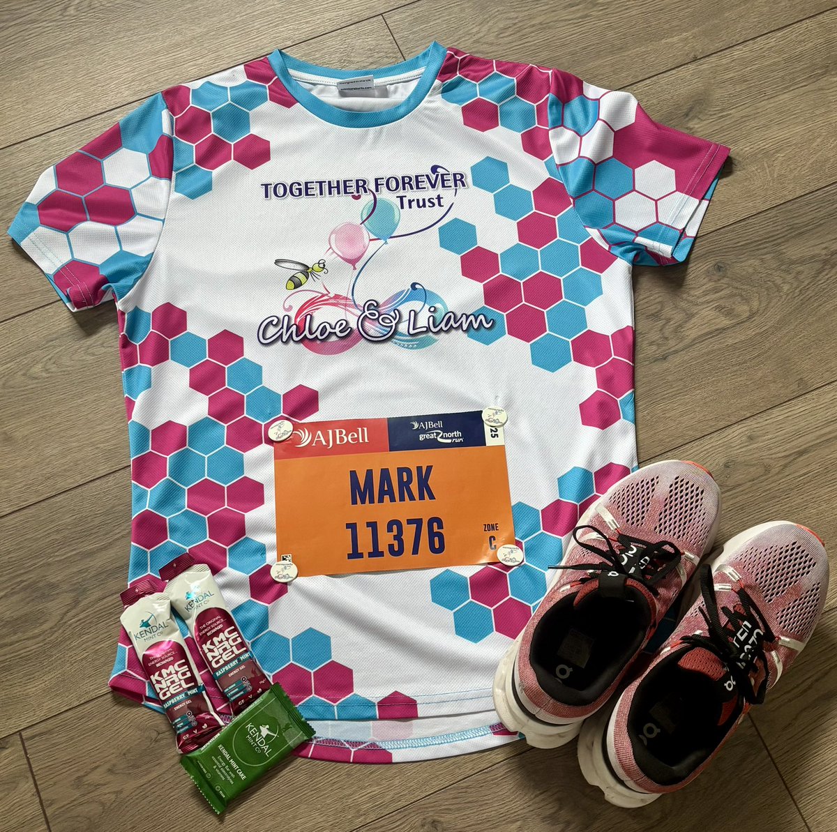 All set for tomorrow, thank you to everyone who has sponsored myself or any of our Chloe &amp; Liam Together Forever Trust team, we appreciate every penny donated. 
Hopefully we will see you all tomorrow 🩷💙

ajbellgreatnorthrun2025.enthuse.com/pf/mark-ruther…