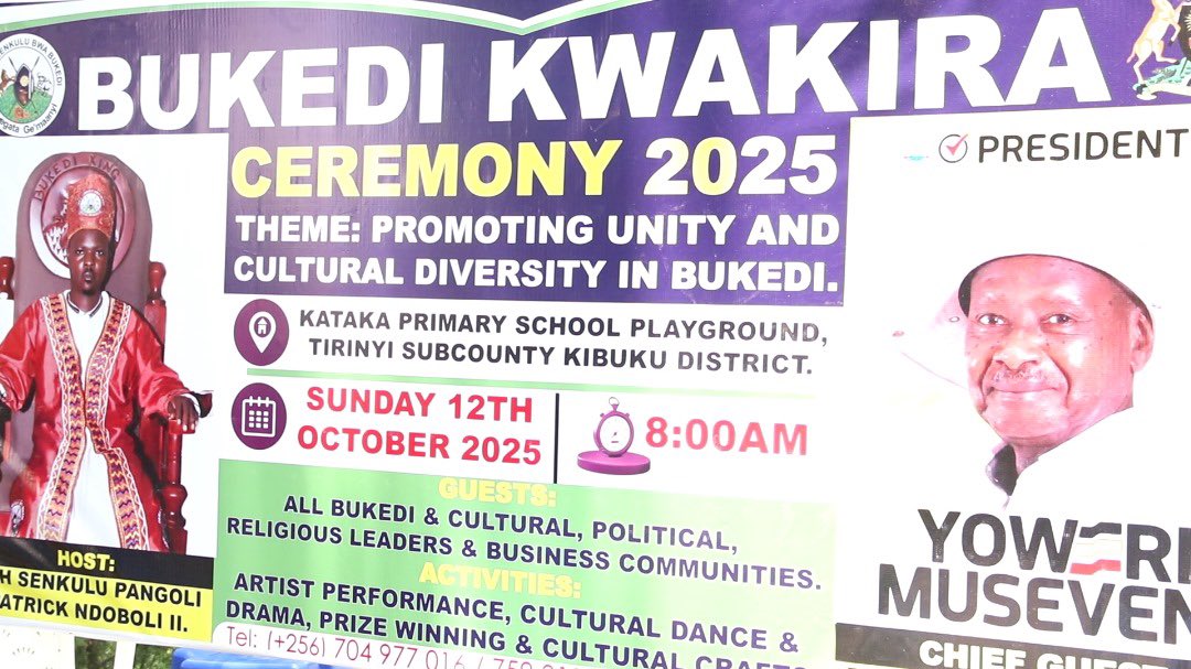 UNDERWAY: Bukedi Kwakila ceremony scheduled on 12th October 2025 at Kataka Primary School play ground aimed at reviving Bukedi Kingdom which was once great and never restored.

Under the theme “Promoting Unity and Cultural Diversity in Bukedi”.