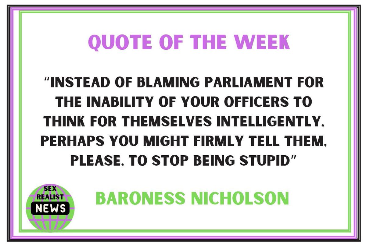 sexrealistnews's tweet photo. #QuoteOfWeek
@Baroness_Nichol ❤️🔥❤️🔥 https://t.co/a4yNkyvmQI