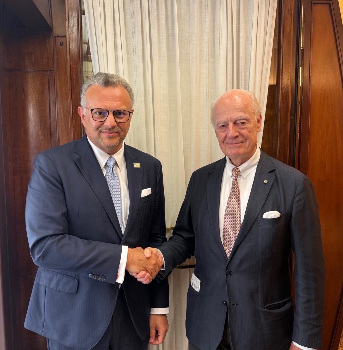 كبير مستشاري الرئيس للشؤون الإفريقية، مسعد بولس: التقيتُ بمبعوث الأمين العام للأمم المتحدة إلى الصحراء الغربية، سعادة السيد ستيفان دي ميستورا. وأكدتُ له موقف الولايات المتحدة الواضح، وهو أن الحكم الذاتي الحقيقي تحت السيادة المغربية هو الحل الوحيد الممكن للصحراء الغربية. كما