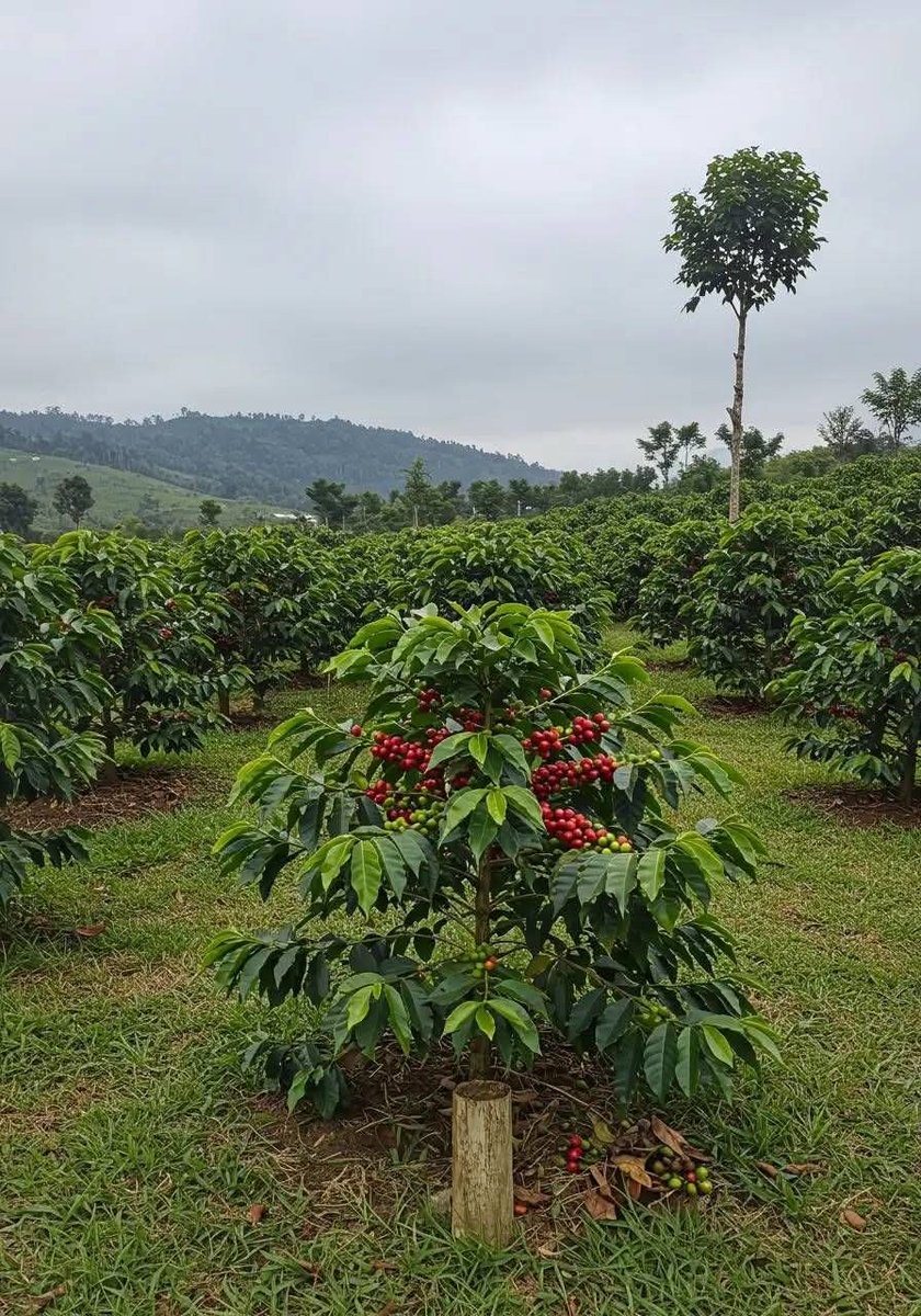 Agronommejean's tweet photo. Arabica coffee is usually planted at 2 m × 2 m spacing, giving about 2,500 trees per hectare. Wider spacing like 2.5 m × 2.5 m gives 1,600 trees, while closer spacing such as 2 m × 1.5 m can reach 3,300 trees, depending on soil fertility and management. https://t.co/mSe2SigwZR