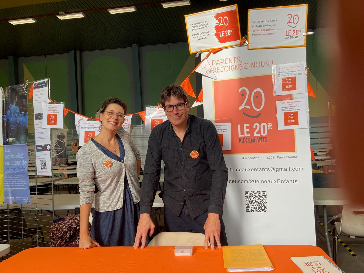 Le <a href="/20emeauxEnfants/">Le 20eme aux Enfants - Paris 💔</a> vous attend au Forum des associations du 20e.
📍 centre sportif Louis Lumière, 30 rue Louis Lumière 75020
Le stand est à l'intérieur dans la zone "jeunesse/solidarité"... Evidemment !  Nous serons présents jusqu'à 18h!
A tout à l'heure !!!