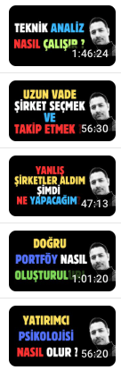 Finans piyasalarında kimseye muhtaç olmamak, kimsenin ağzına bakmamak için; Bugün kendinize bir iyilik yapın !

Bu oynatma listesini kaydedin ve her gün bir (1) tane video seyredin. Videolar bittiğinde, piyasaya bakış açınız değişmezse, beni takipten çıkın lütfen. 🫡

Birikim