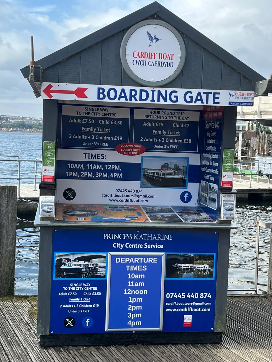 Princess Katharine departing to  <a href="/buteparkcardiff/">Bute Park</a> <a href="/cardiffcastle/">CardiffCastle</a> from the lower boardwalk today on the hour til 4pm. <a href="/VisitCardiffBay/">Visit Cardiff Bay</a> <a href="/NorwegianChurch/">Norwegian Church Arts Centre / Eglwys Norwyaidd</a> <a href="/RedDragonCentre/">TheRedDragonCentre</a> <a href="/MakersWales/">Makers Wales</a>  <a href="/Pierheadearhead/">Pierhead</a> <a href="/VisitCardiff/">Visit Cardiff</a>