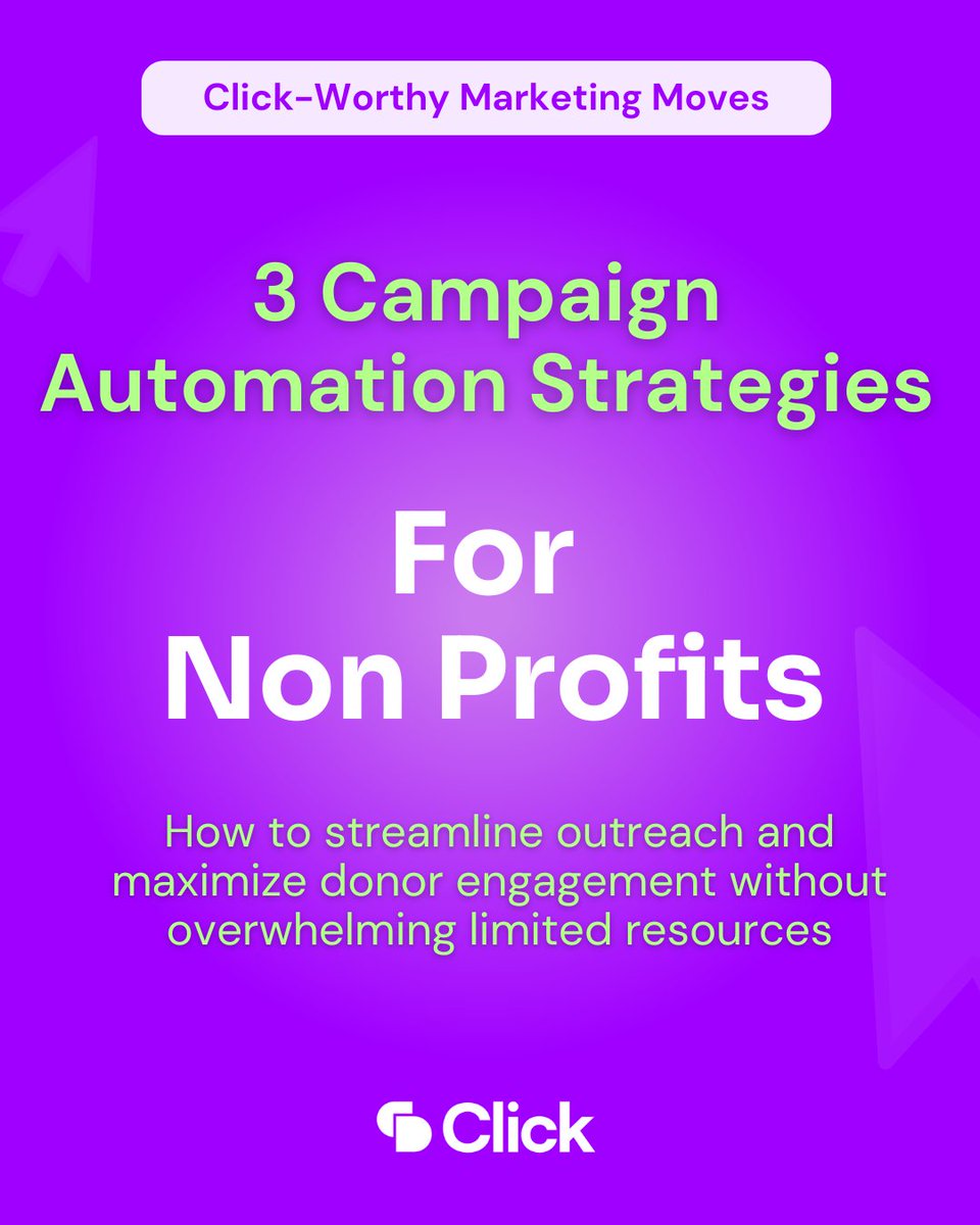 ClickDimensions's tweet image. 🌟 Nonprofits, ready to save time and boost impact?

💌 Instantly thank donors with personalized messages
⏰ Send automatic reminders for events &amp;amp; volunteer sign-ups
📬 Share tailored impact updates that deepen connections

#NonprofitMarketing  #CWMM #Clickworthymarketingmoves