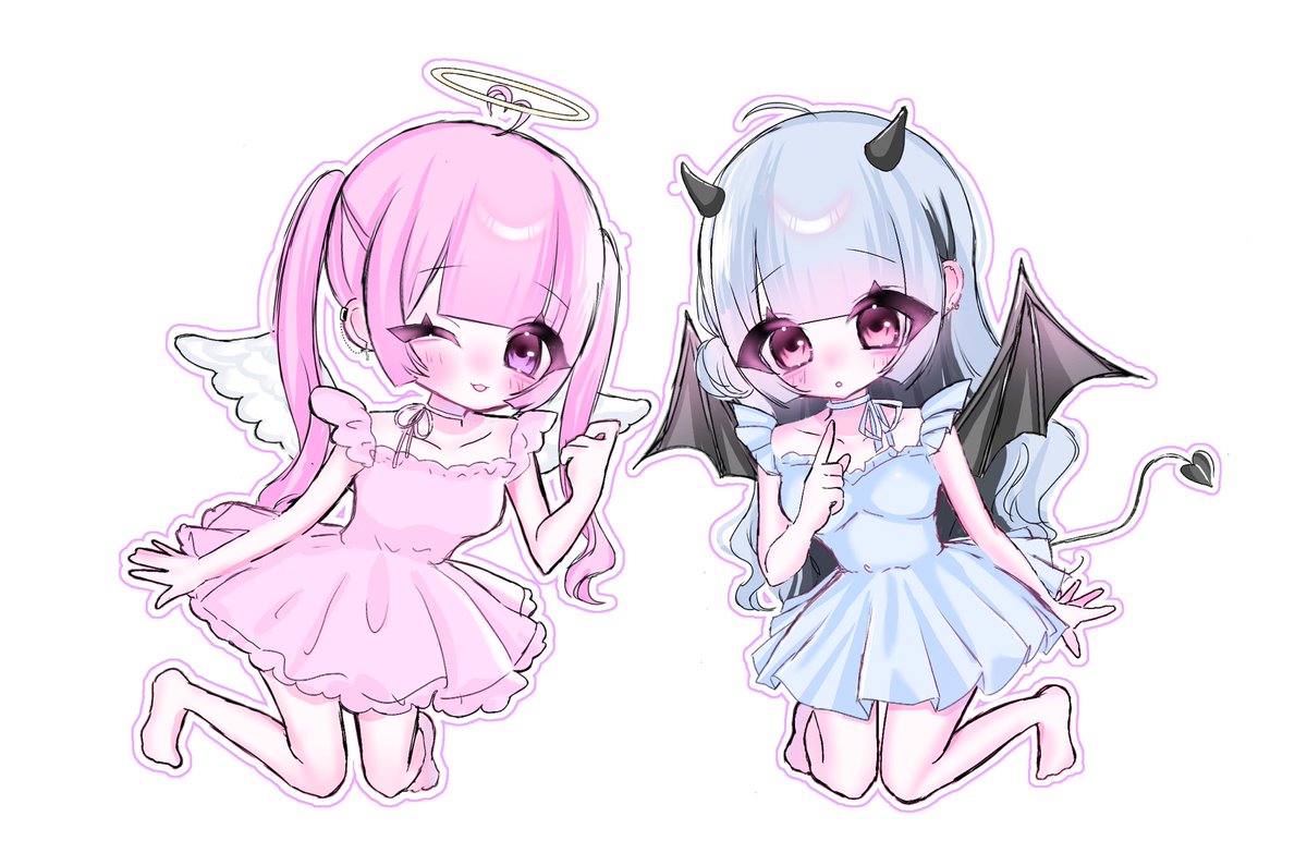 ⸜❤︎ 天使と悪魔量産 明日出します ❤︎⸝‍
⋆꙳꒰ঌ( ՞ ᴗ  ̫ ᴗ՞)  (⃔ᐡᴗ  ̫ ᴗ ᐡ)⃕♆˚.