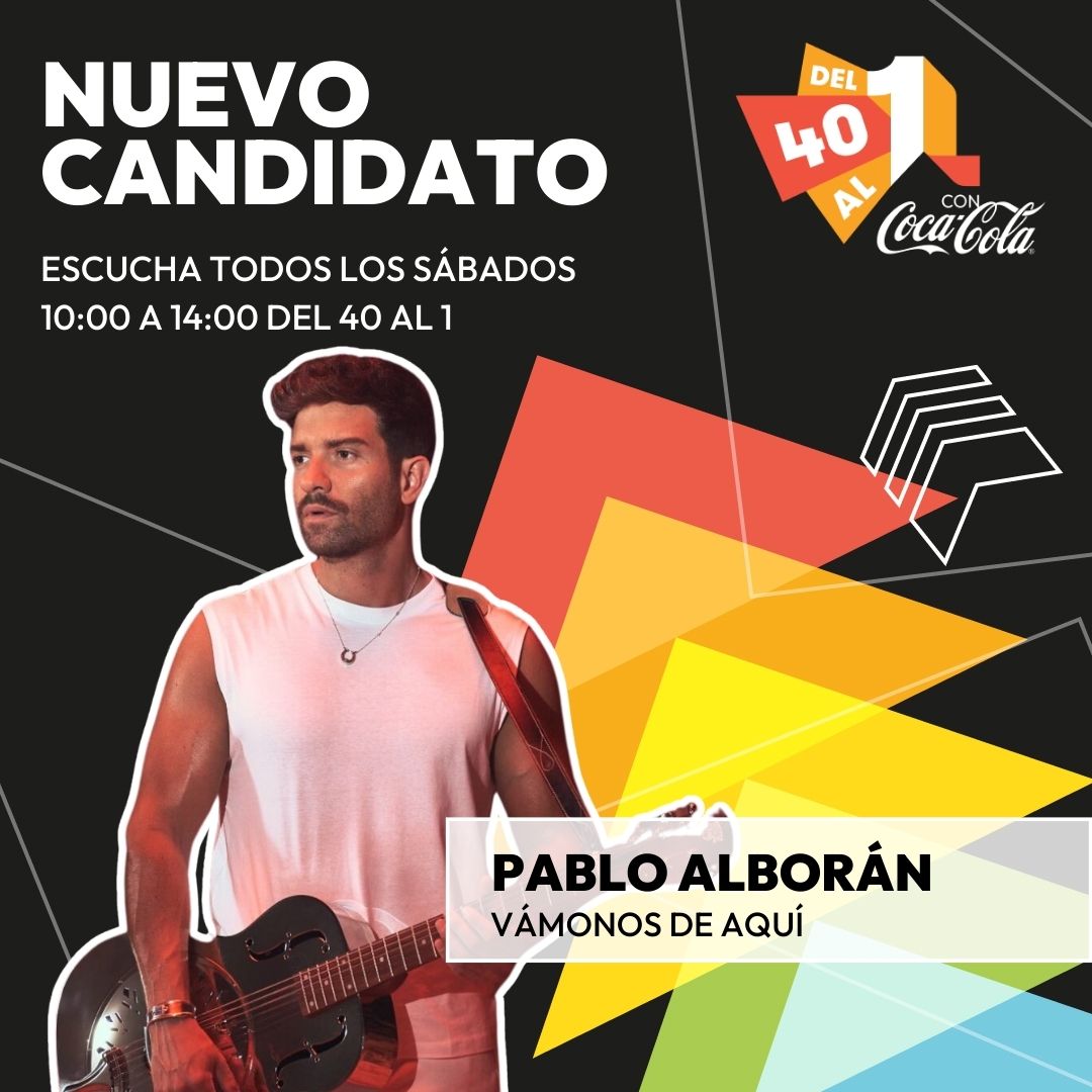 👀¡Tenemos nuevo candidato a entrar en lista!

👉Pablo Alborán con su "Vámonos de aquí" puede hacerse con un puesto en #Del40al1CocaCola 

💥Ya podéis votarle con #MiVoto40