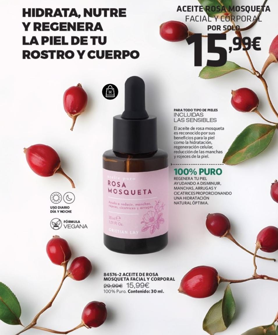 MariaRubioB's tweet image. 🌹 *¿Has probado el poder de la rosa mosqueta en tu piel?* 

*Beneficios del Serum Rosa Mosqueta 100% puro* :

✨ Regenera tejidos y células desde la primera aplicación
✨ Atenúa cicatrices y marcas de acné
✨ Elimina manchas oscuras y unifica el tono
✨ Enriquecido con vitaminas