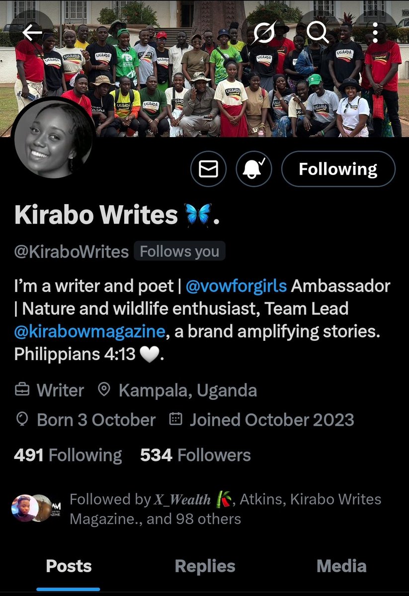 Guys follow <a href="/KiraboWrites/">Kirabo Writes 🦋.</a>  for exclusive poetry content , books journals and more others.....she even Follows back