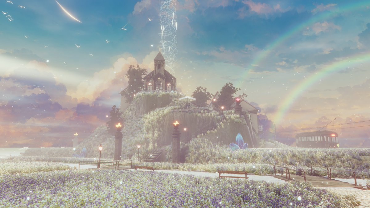 ⑦日本の原風景
お花畑は「尾瀬」、入り組んだ階段や裏路地は「尾道」にインスパイアされています。いつものことですが、私の好きな日本の原風景が、私の作品に大きな影響を与えています。