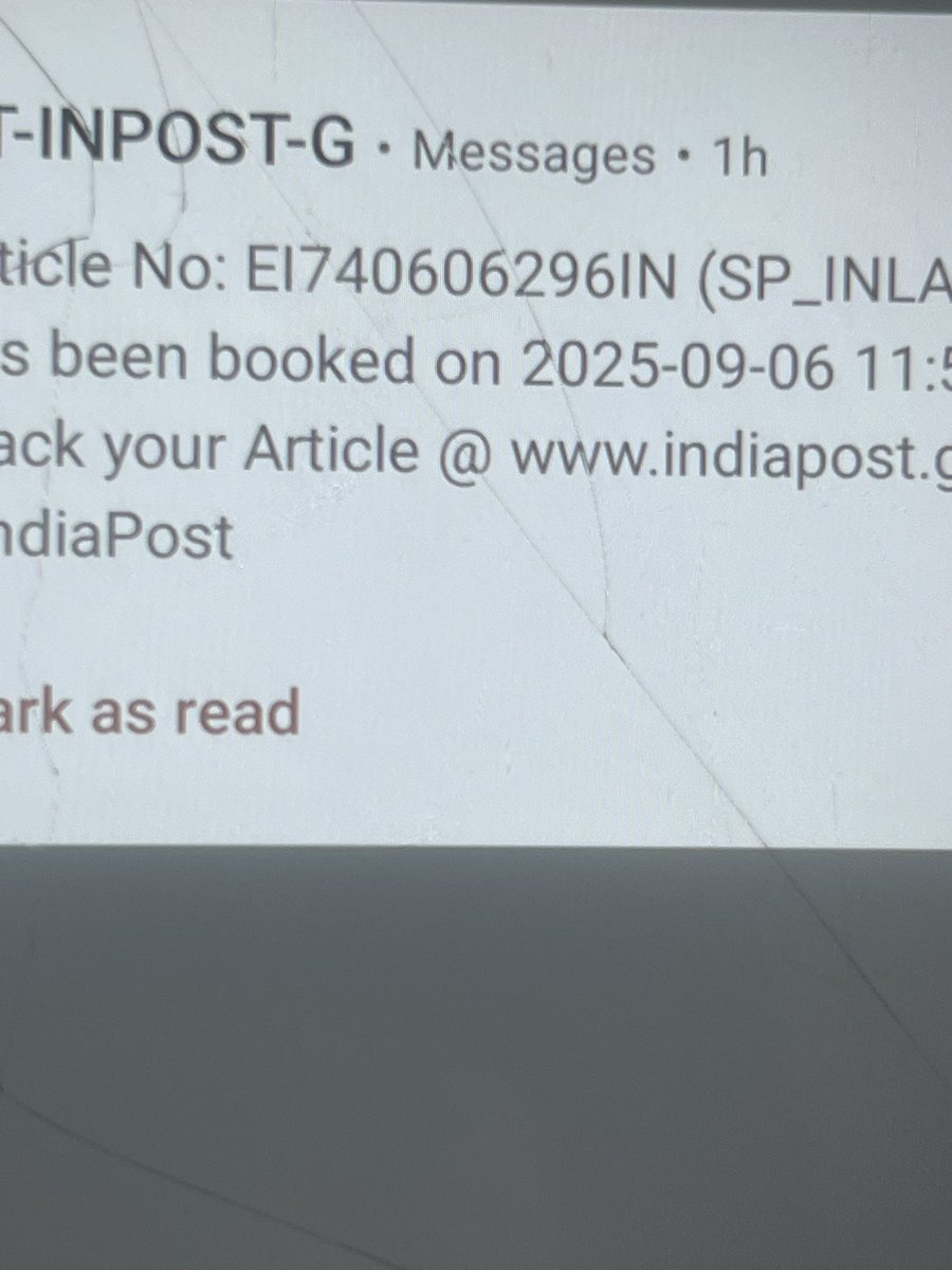 ranjeetcrypto's tweet photo. @IndiaPostOffice I didn’t book any parcel or post registry why this I received a this msg on my number with consignment number : EI740606296IN https://t.co/UeoCIA3zJP