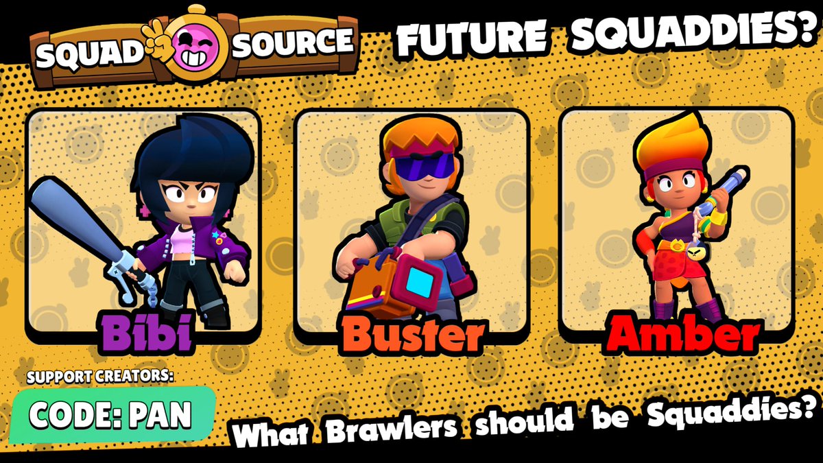 Do you want more Brawl Stars based Squaddies in Squad Busters? 🧐

Well so do we! 🔥

Out of these 3 Brawlers, which one do you think will fit the game the most as a Squaddie? 🤩

This is a new series we're trying to do! This is the BRAWL STARS EDITION! 🌟