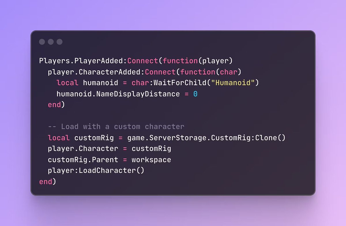 CamPrimal72663's tweet image. 🚨 Roblox Devs… stop letting Roblox control YOUR respawns.
With :LoadCharacter() you take over:
✅ Custom spawn points
✅ Checkpoints
✅ Class-based rigs
✅ Respawn buttons
Full guide here 👉 primalcam.com/post/roblox-lo…
#RobloxDev #RobloxScripting #GameDev