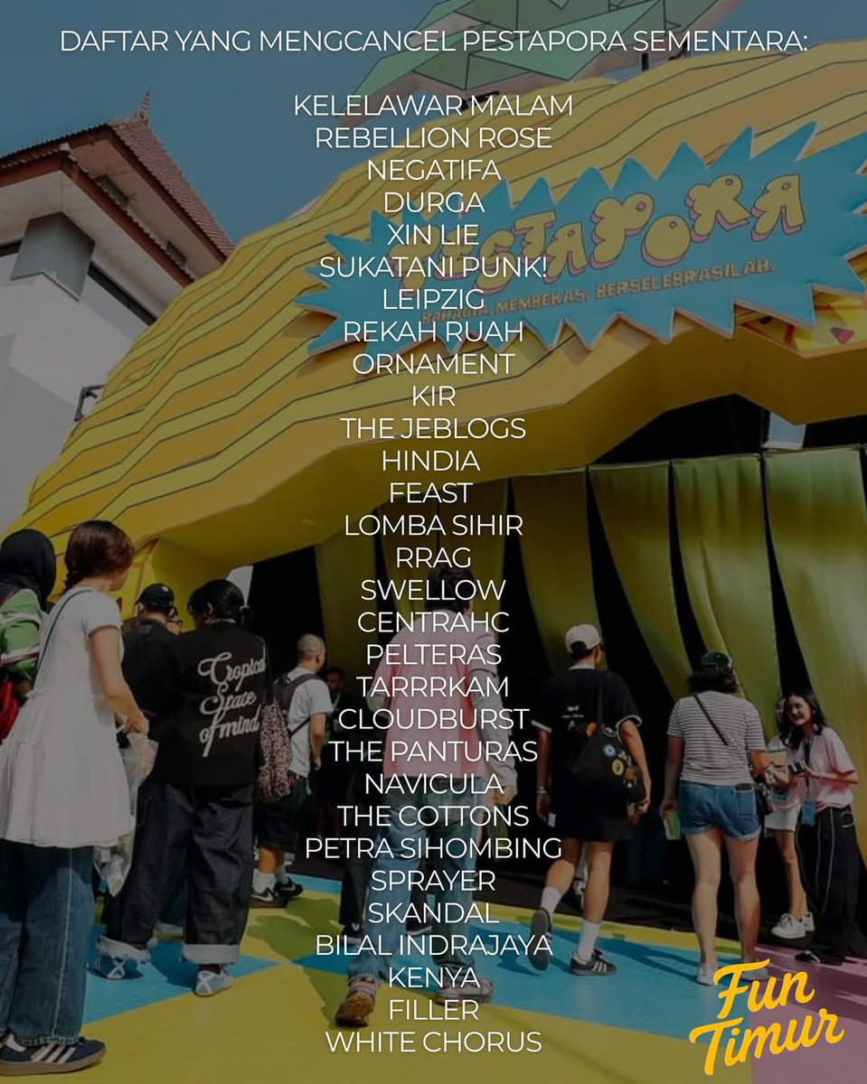 Daftar band sementara yang batal tampil di Pestapora 2025.