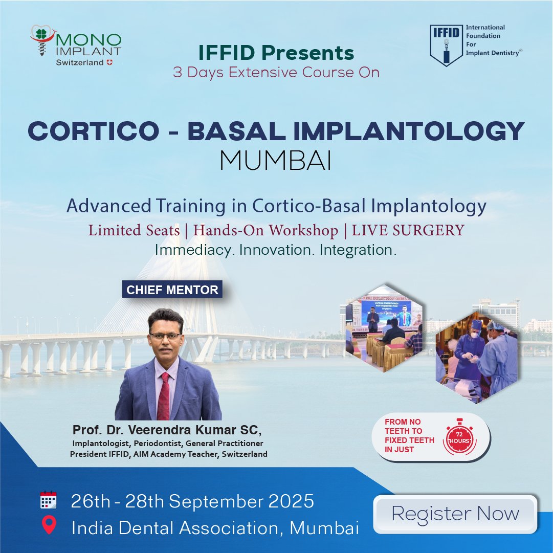 ChannelDentist's tweet image. 🦷 Cortico-Basal Implantology – Extensive 3-Day Course 🦷

🔗 Register Now: dentistchannel.online/events/show/co…

#CorticoBasalImplantology #DentalImplants #BasalImplants #ImplantDentistry #ImmediateLoadingImplants #DentalWorkshop #DentalEducation #DentistChannelOnline